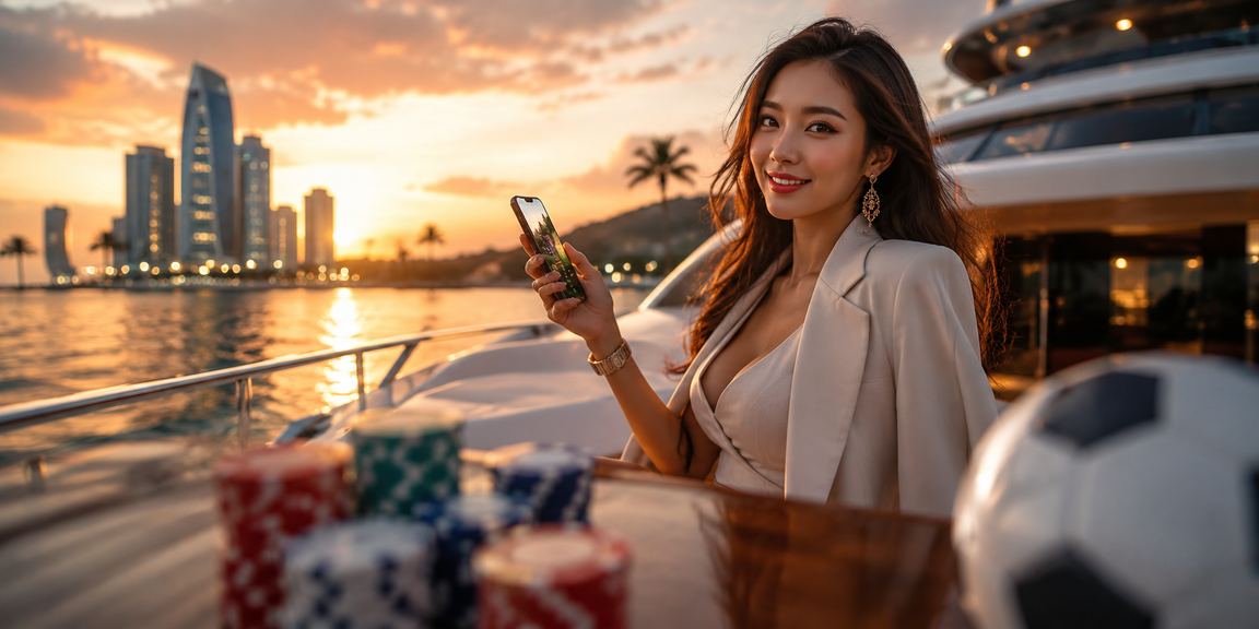 Người dùng xem kèo bóng đá trên bãi biển Phú Quốc buổi tối